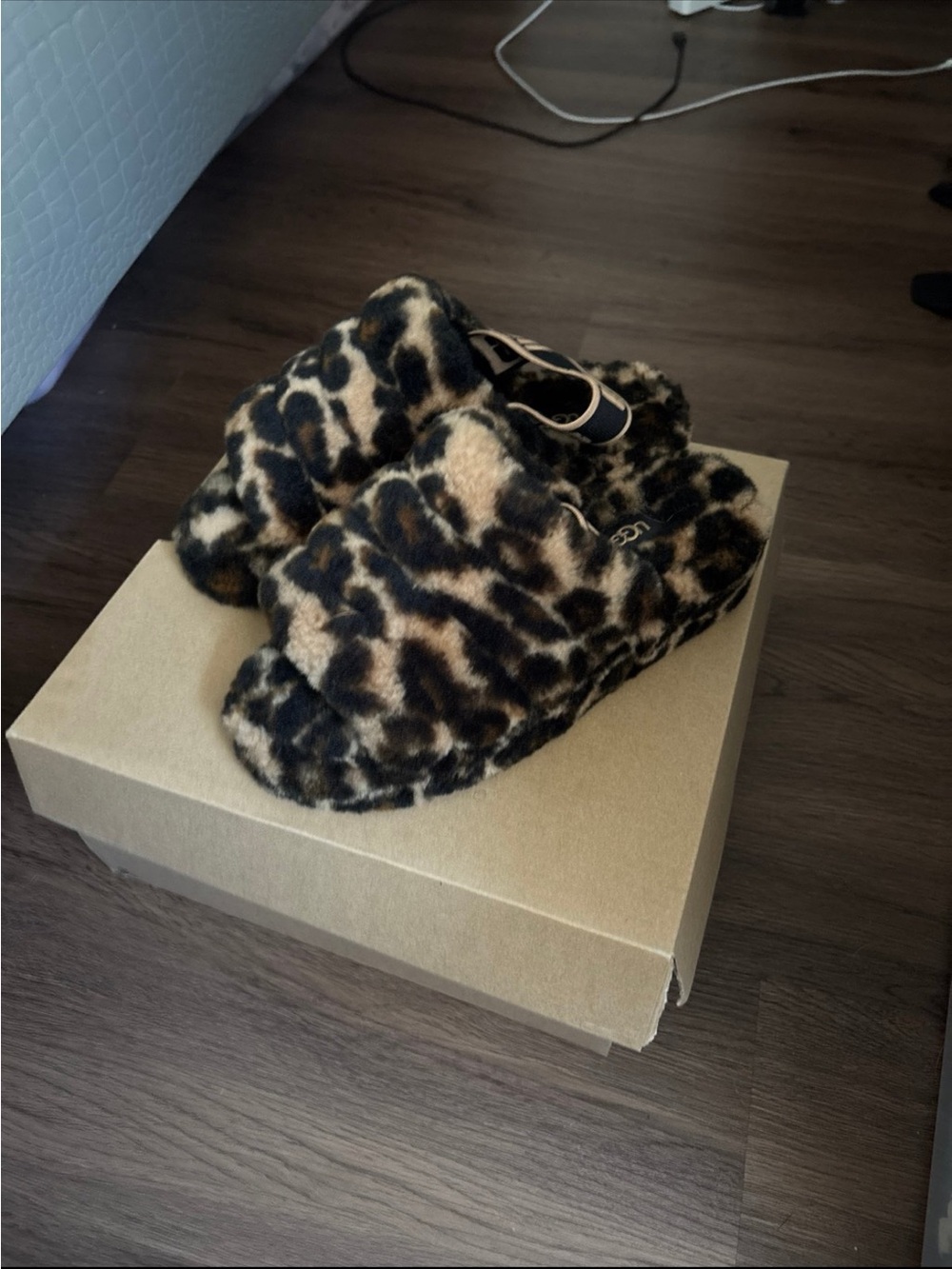 UGG Leopard Fuzzy Slippers
